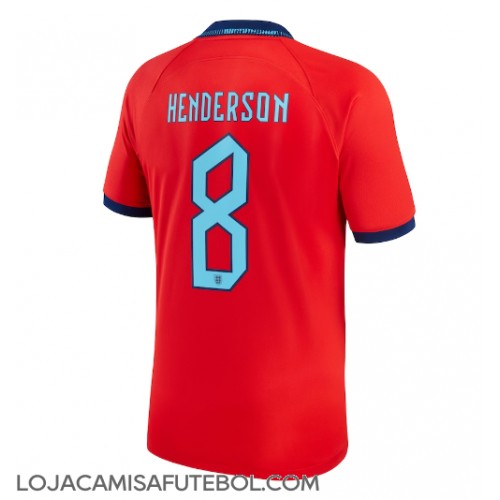 Camisa de Futebol Inglaterra Jordan Henderson #8 Equipamento Secundário Mundo 2022 Manga Curta